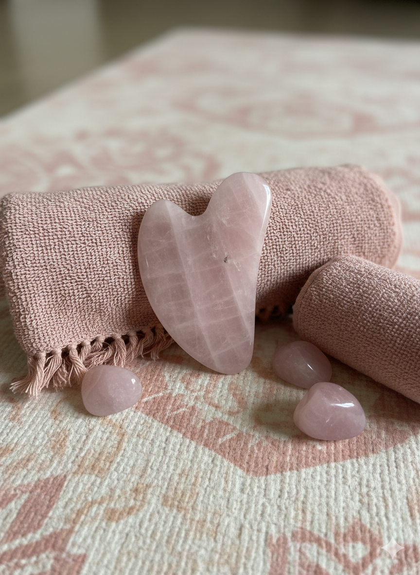 Pure Rose Quartz Facial Gua Sha Tool